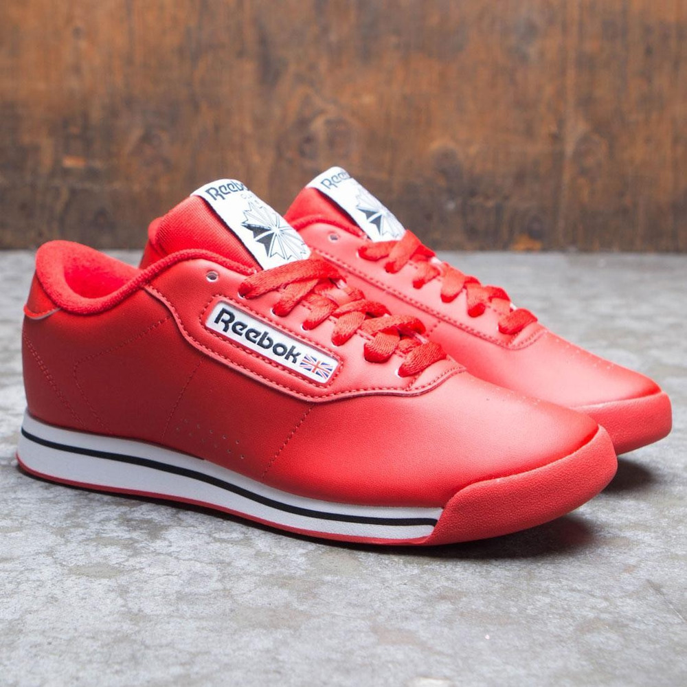 Reebok Women's Princess Red Black White Classic Retro Sneakers Shoes Size 9.5